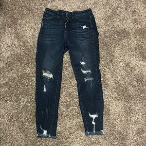 KanCan Dark Wash Distressed Skinny Jeans